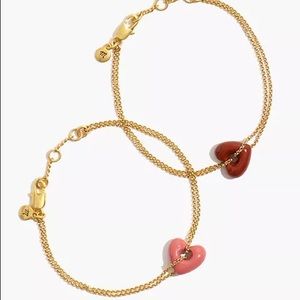 Madewell enamel heart chain friendship bracelet set of 2 NWT